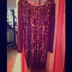 Maroon Eyelash Lace dress